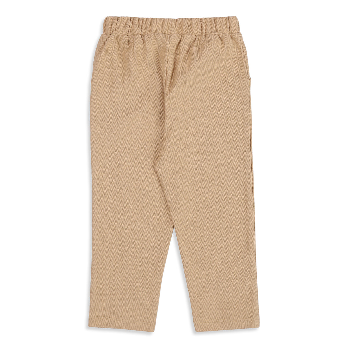 Baby Boys Beige Cotton Blend Herringbone Joggers Regular Fit Casual Wear