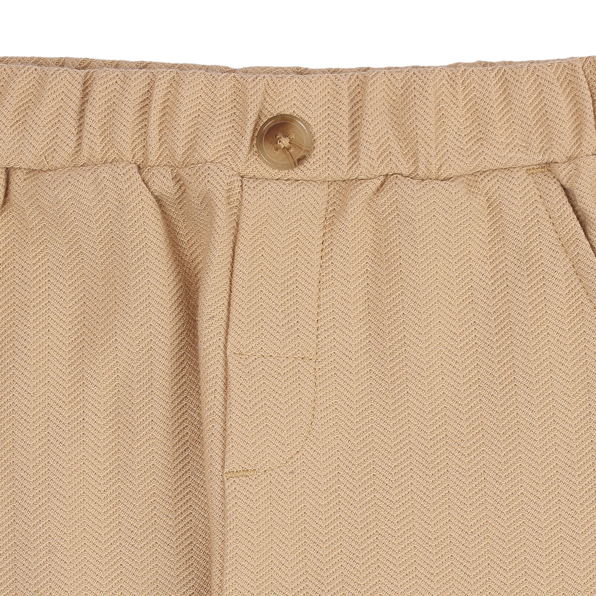 Baby Boys Beige Cotton Blend Herringbone Joggers Regular Fit Casual Wear