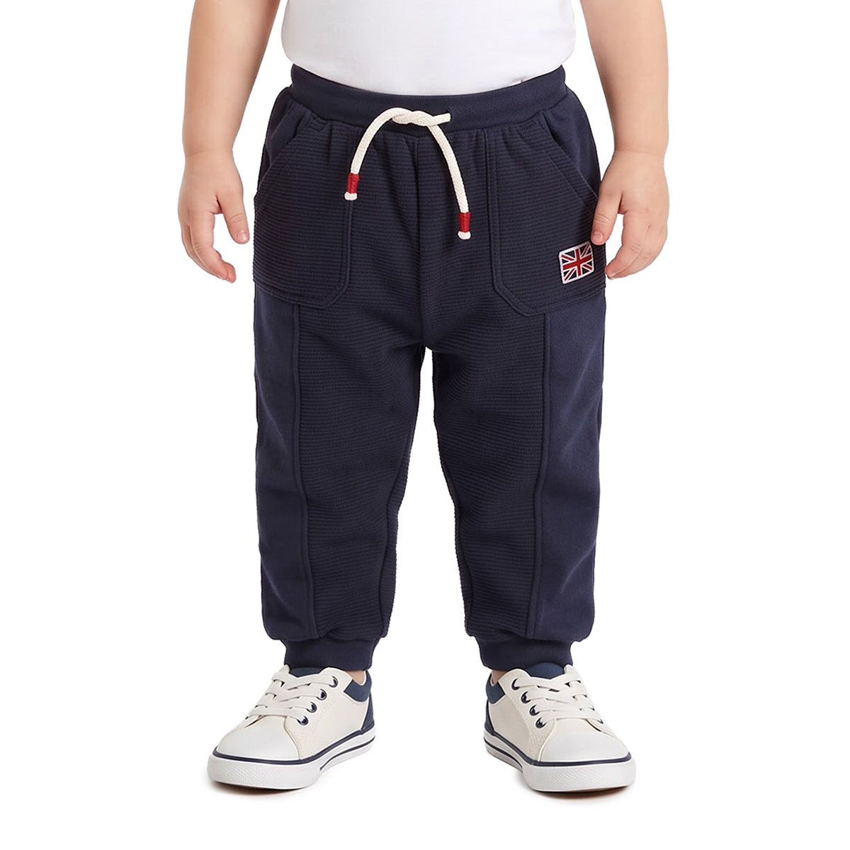 Baby Boys Navy Blue Cotton Blend Joggers Regular Fit Casual Wear