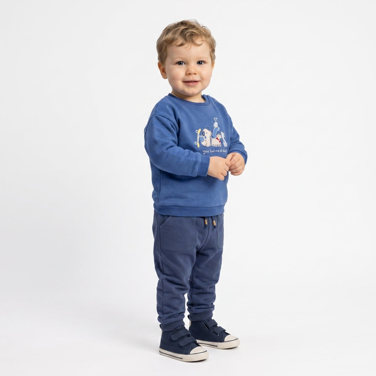 Baby Unisex White Cotton Blend Jogger Pants Regular Fit Casual Wear