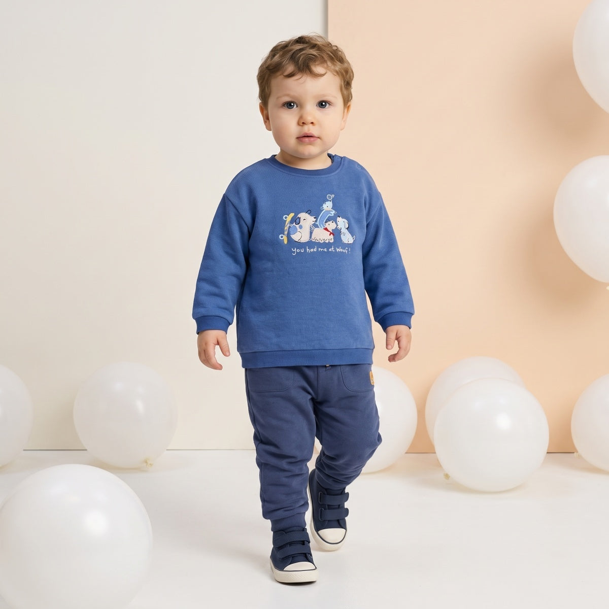 Baby Unisex White Cotton Blend Jogger Pants Regular Fit Casual Wear