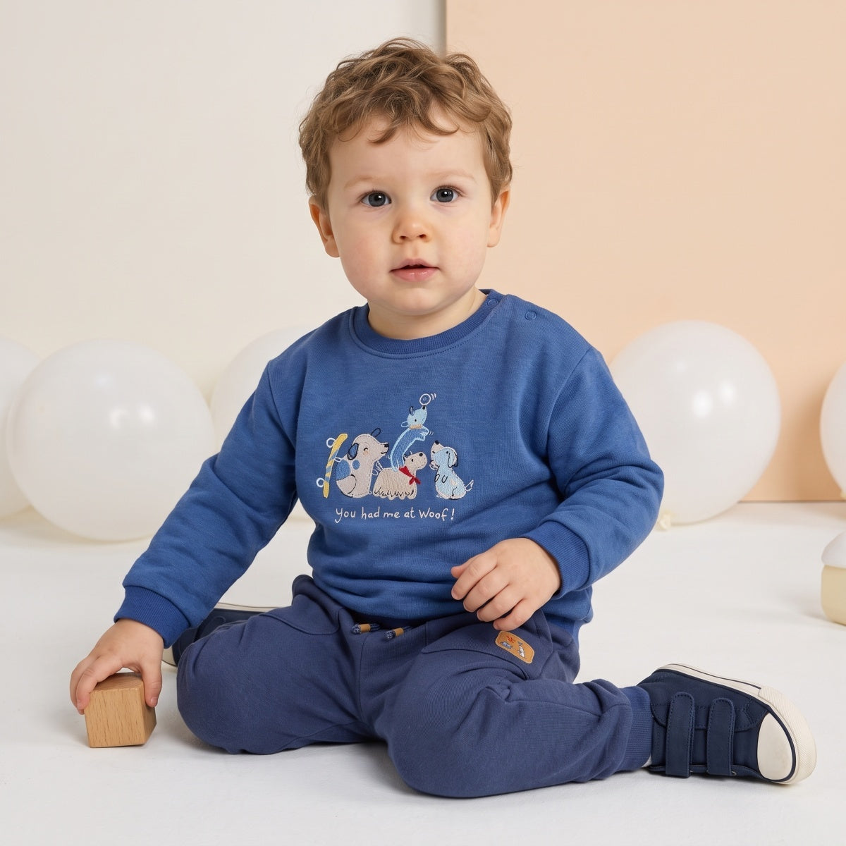 Baby Unisex White Cotton Blend Jogger Pants Regular Fit Casual Wear