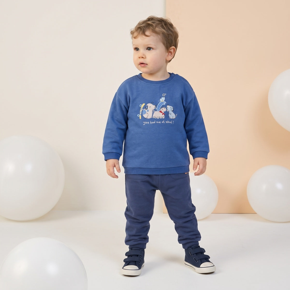 Baby Unisex White Cotton Blend Jogger Pants Regular Fit Casual Wear