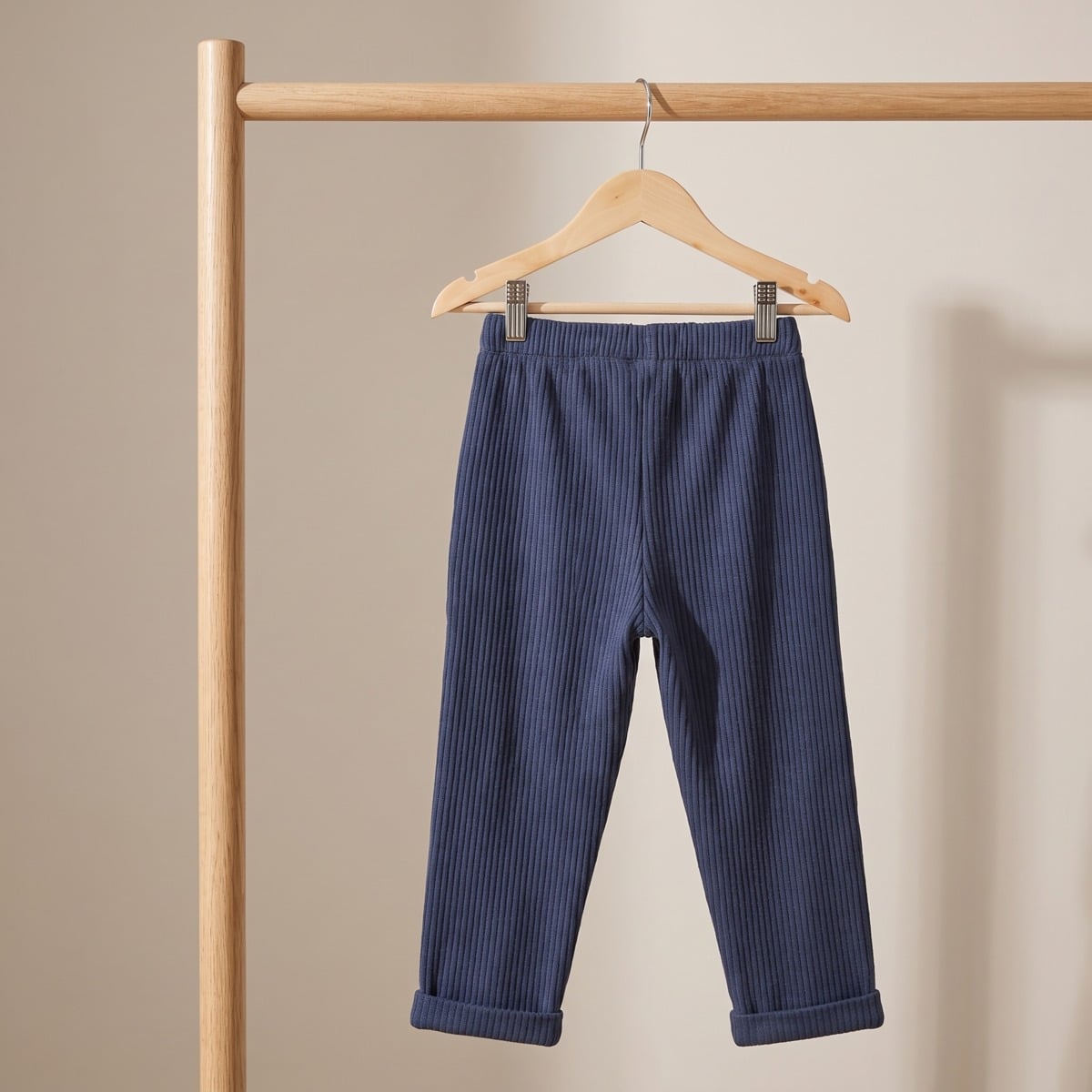 Baby Boys Navy Blue Cotton Blend Bird Badge Ribbed Knit Bottom Regular Fit Casual Wear