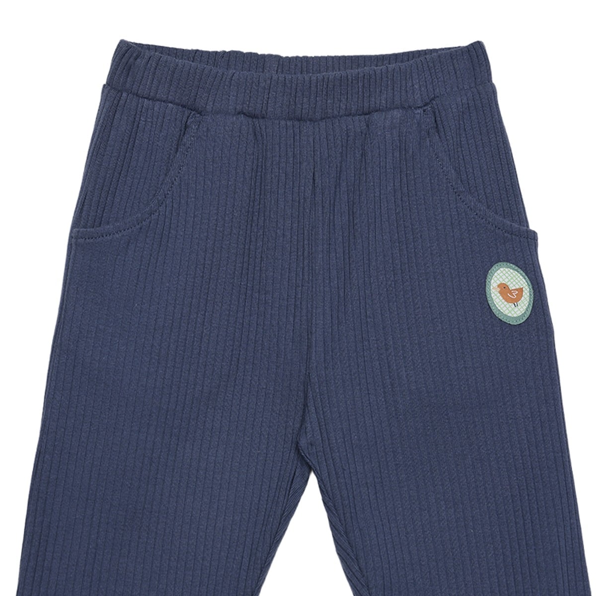 Baby Boys Navy Blue Cotton Blend Bird Badge Ribbed Knit Bottom Regular Fit Casual Wear