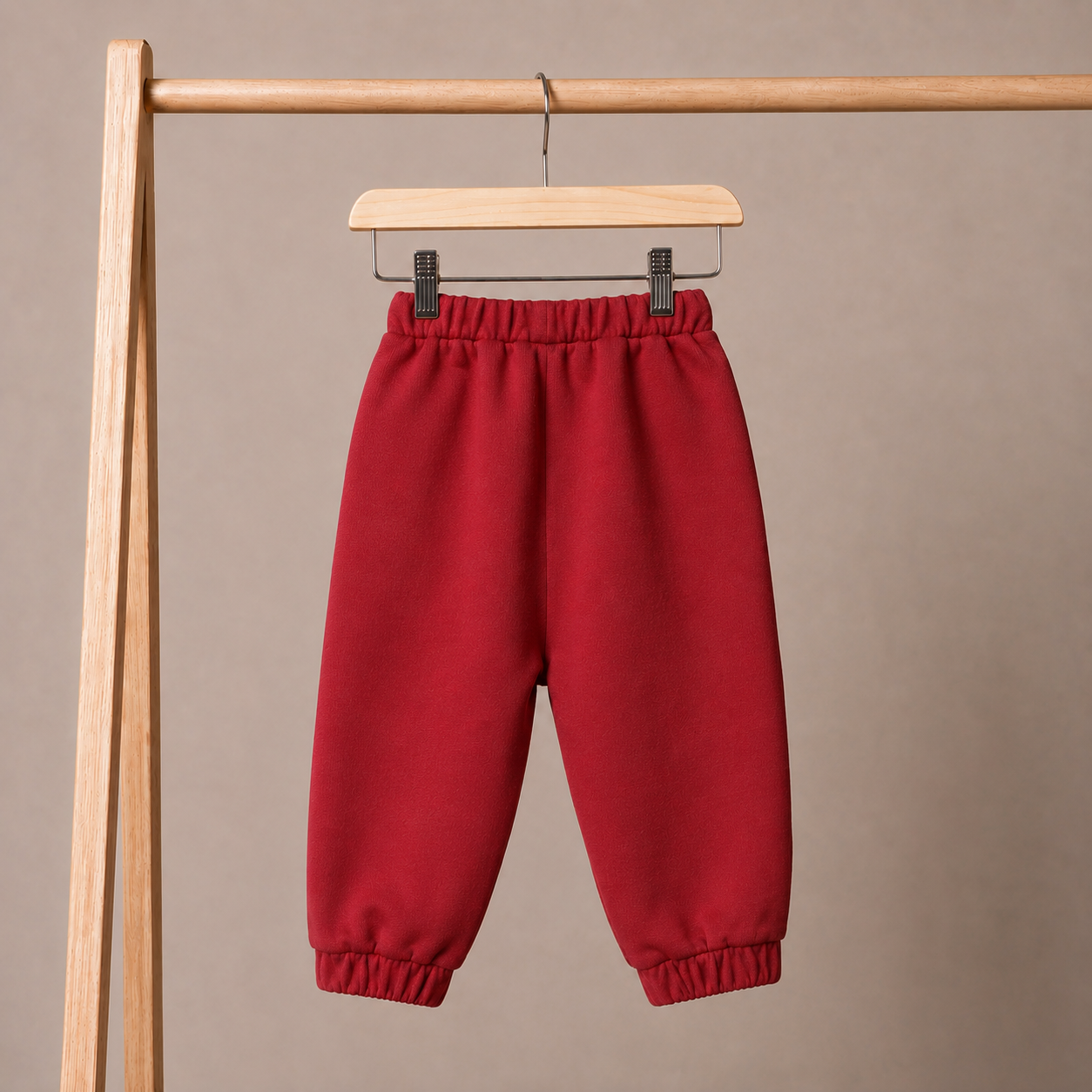 Baby Boys Maroon Cotton Jogger Pants Regular Fit Casual Kids Bottoms