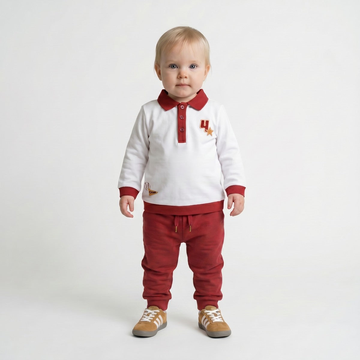 Baby Boys Maroon Cotton Jogger Pants Regular Fit Casual Kids Bottoms