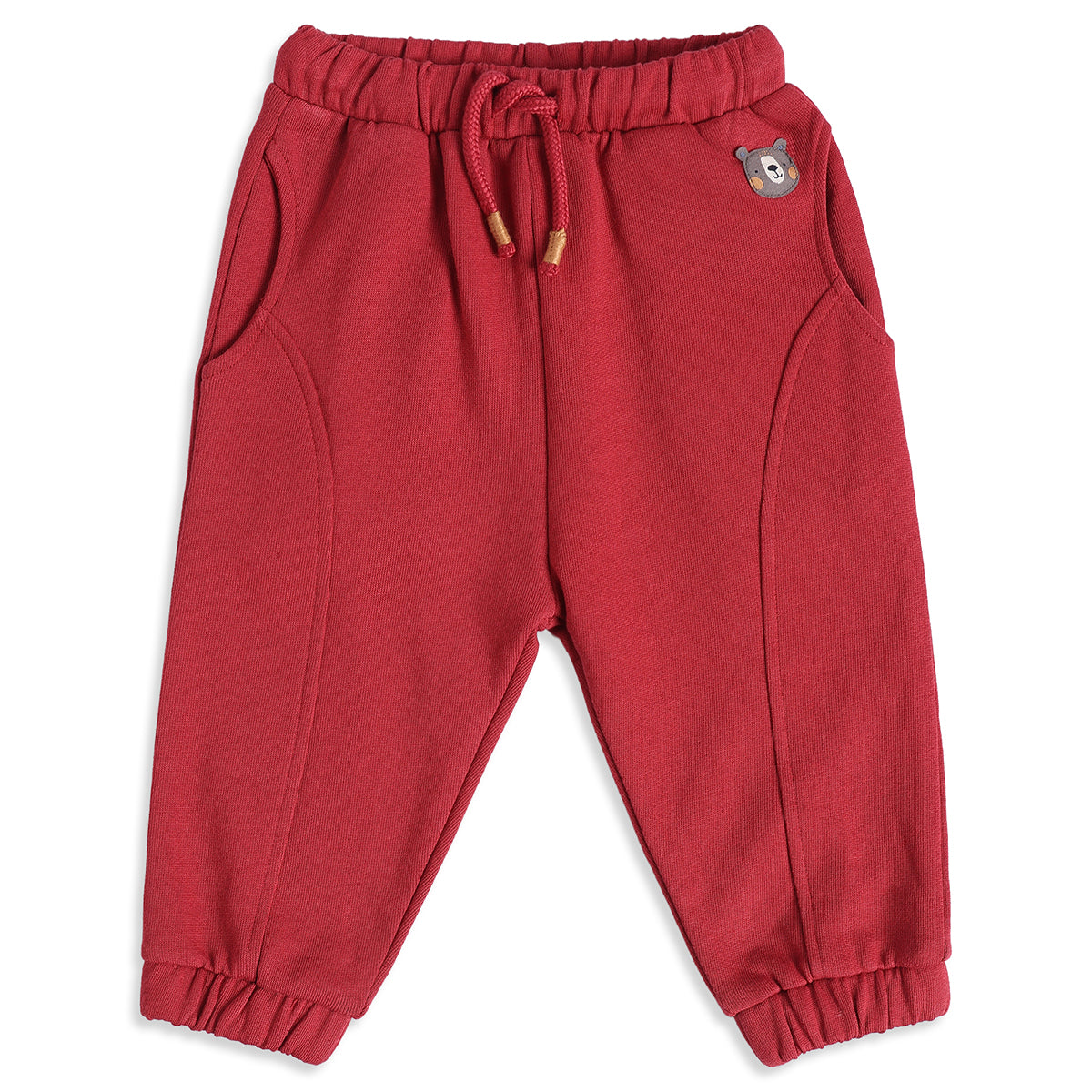 Baby Boys Maroon Cotton Jogger Pants Regular Fit Casual Kids Bottoms