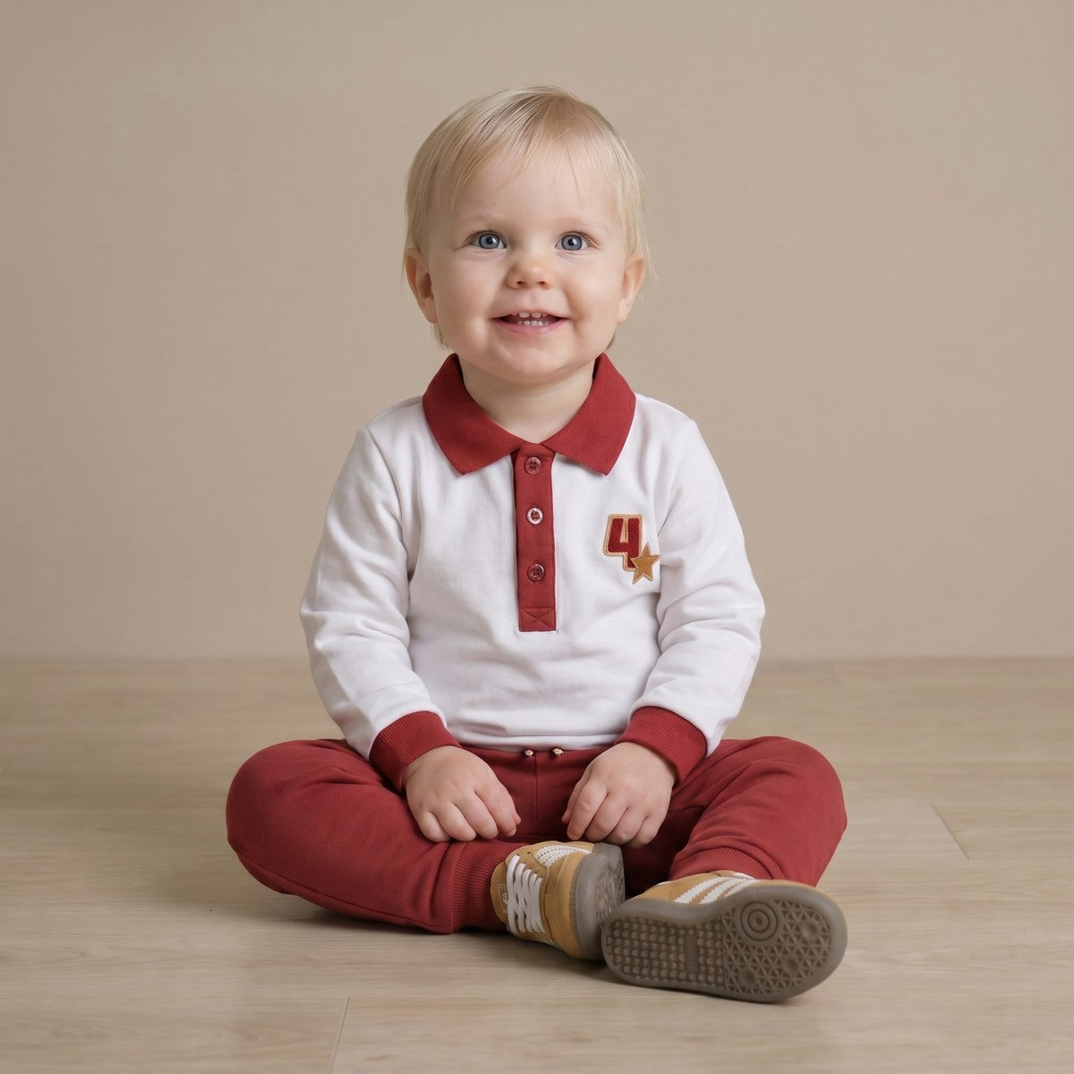 Baby Boys Maroon Cotton Jogger Pants Regular Fit Casual Kids Bottoms