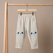 Baby Boys Cream Cotton Blend Dog Applique Knit Bottom Regular Fit Casual Wear