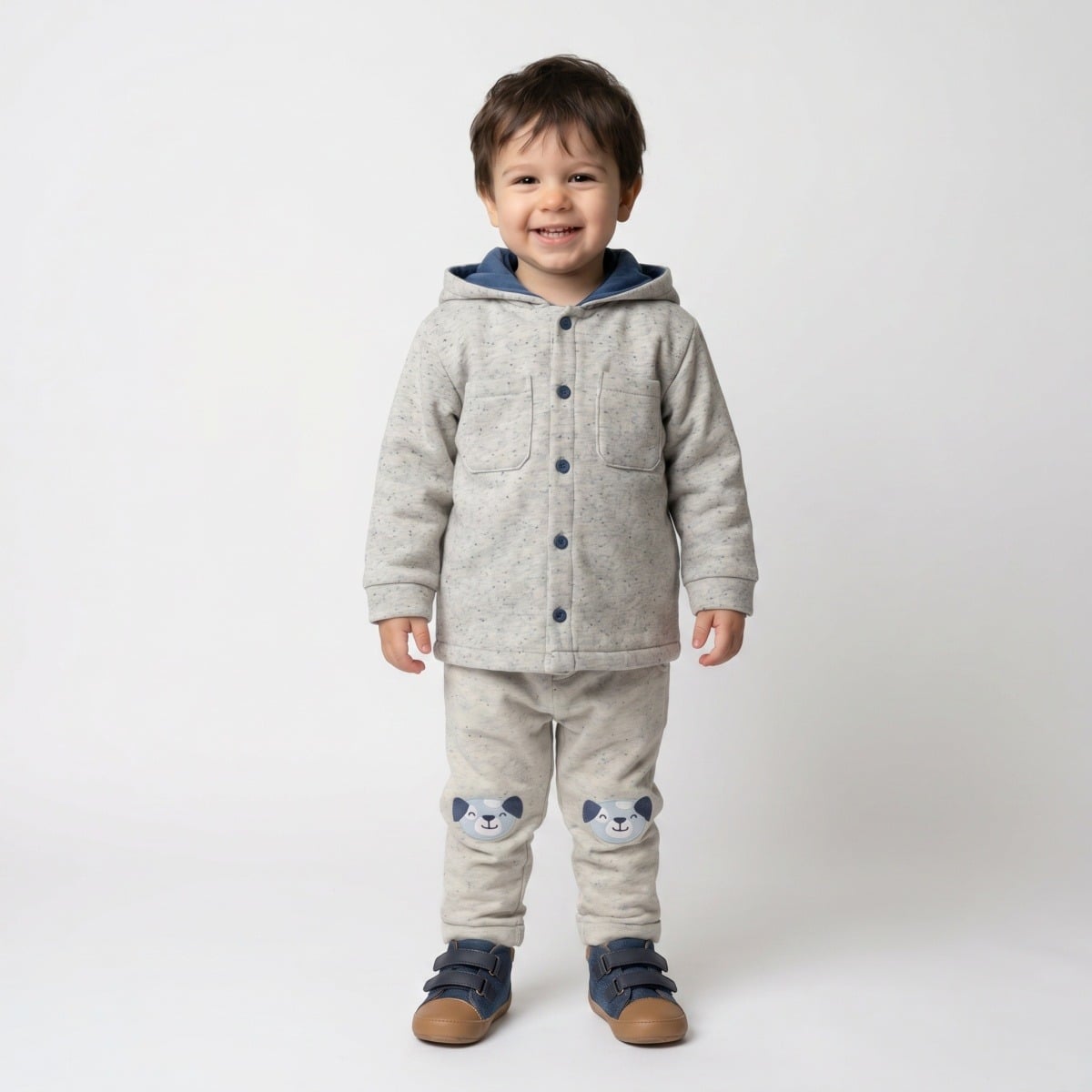 Baby Boys Cream Cotton Blend Dog Applique Knit Bottom Regular Fit Casual Wear