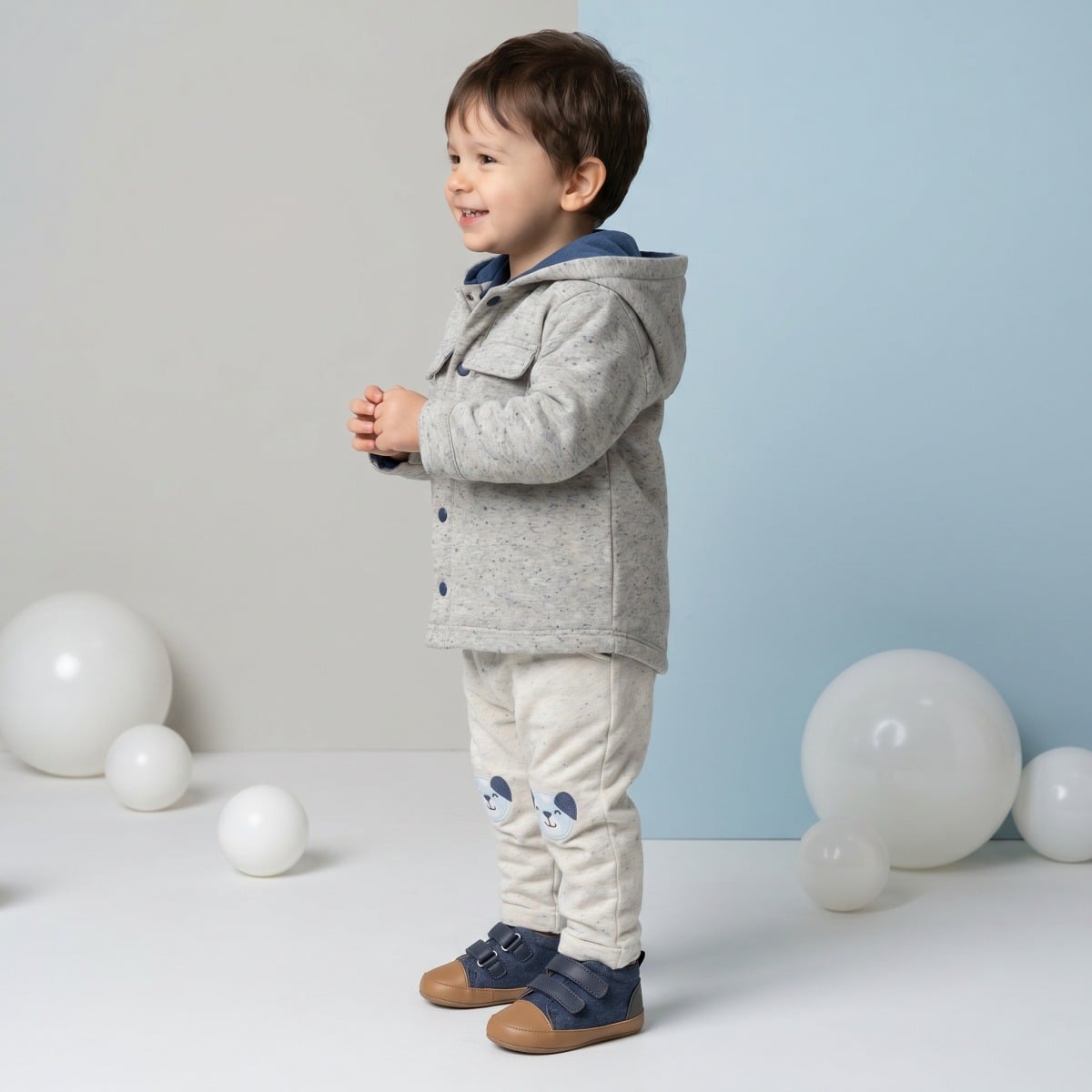 Baby Boys Cream Cotton Blend Dog Applique Knit Bottom Regular Fit Casual Wear