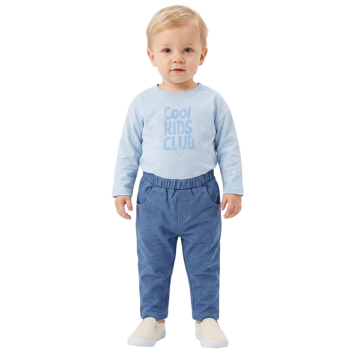 Baby Boys Blue Cotton Solid Knit Pant Regular Fit Casual Wear