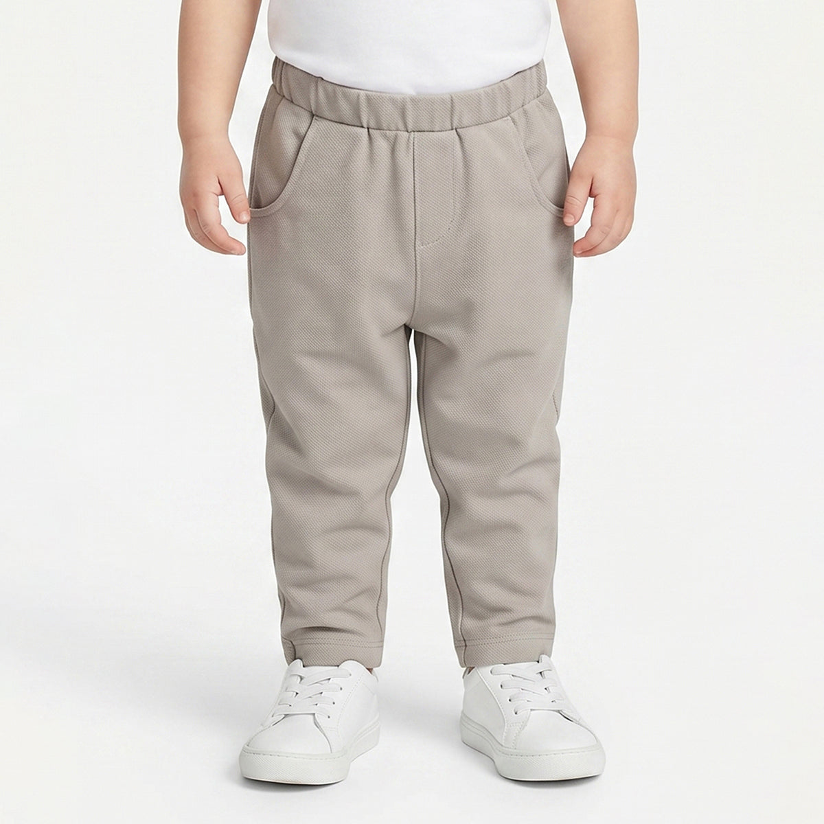 Baby Boys Beige Cotton Knit Bottom Regular Fit Casual Pant