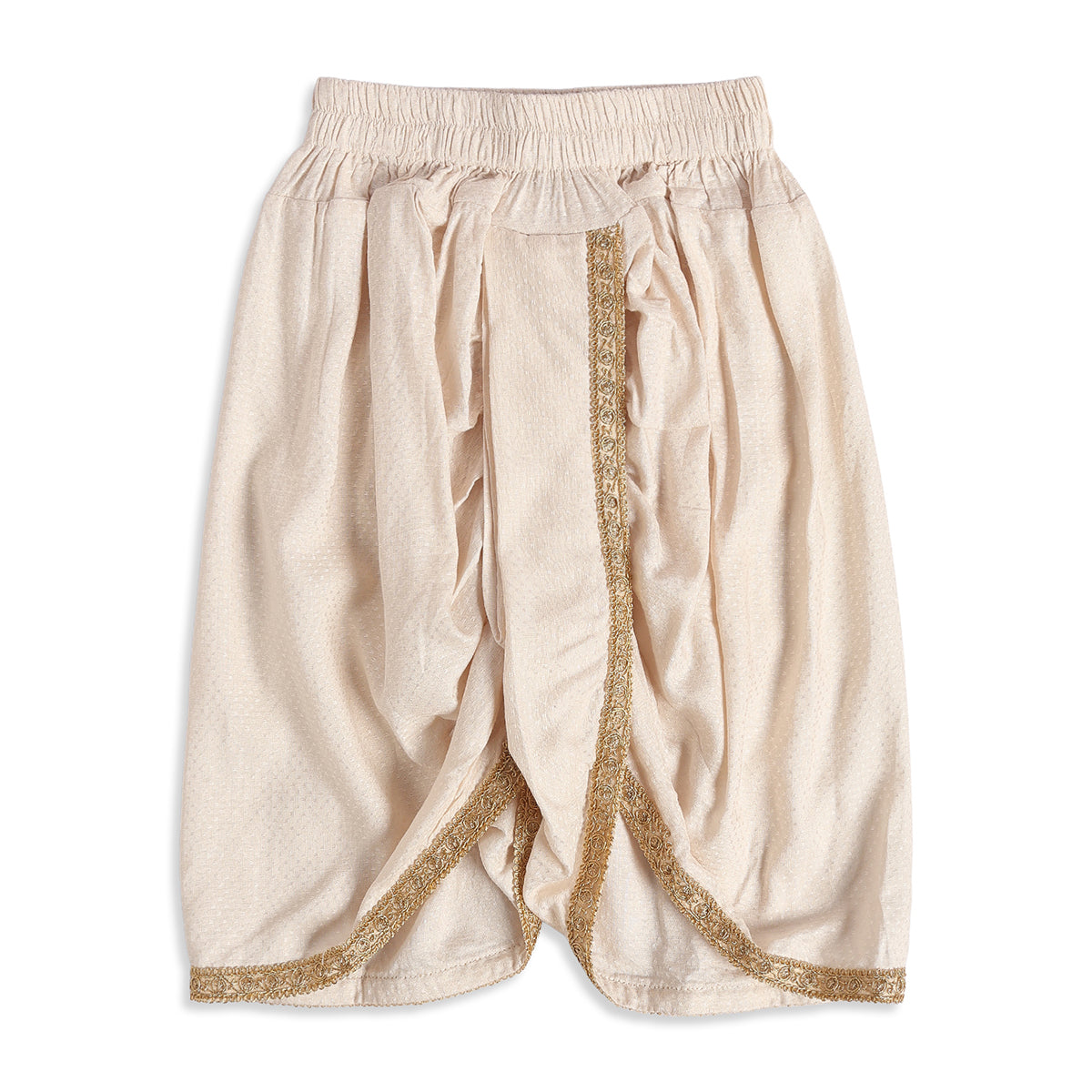 Baby Boys Beige and Gold Woven Kurta and Dhoti Set Regular Fit Festive Kids Ethnic Wear