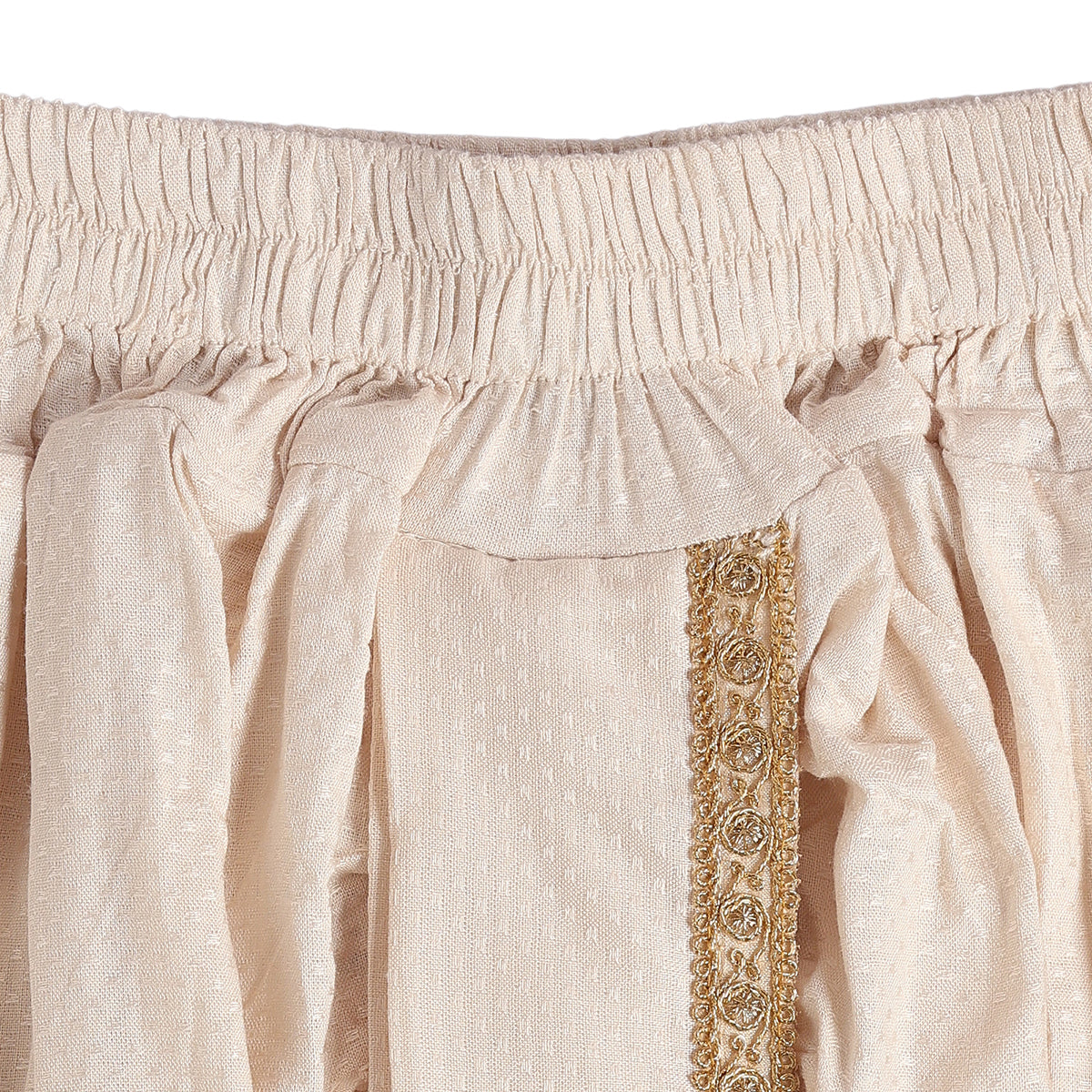 Baby Boys Beige and Gold Woven Kurta and Dhoti Set Regular Fit Festive Kids Ethnic Wear