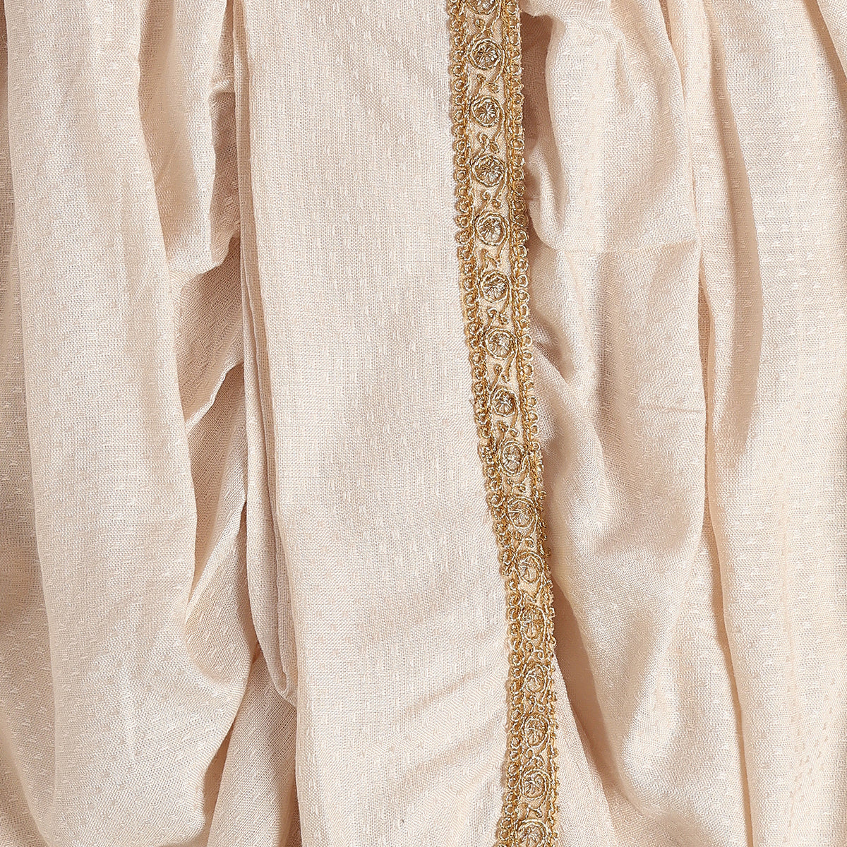 Baby Boys Beige and Gold Woven Kurta and Dhoti Set Regular Fit Festive Kids Ethnic Wear