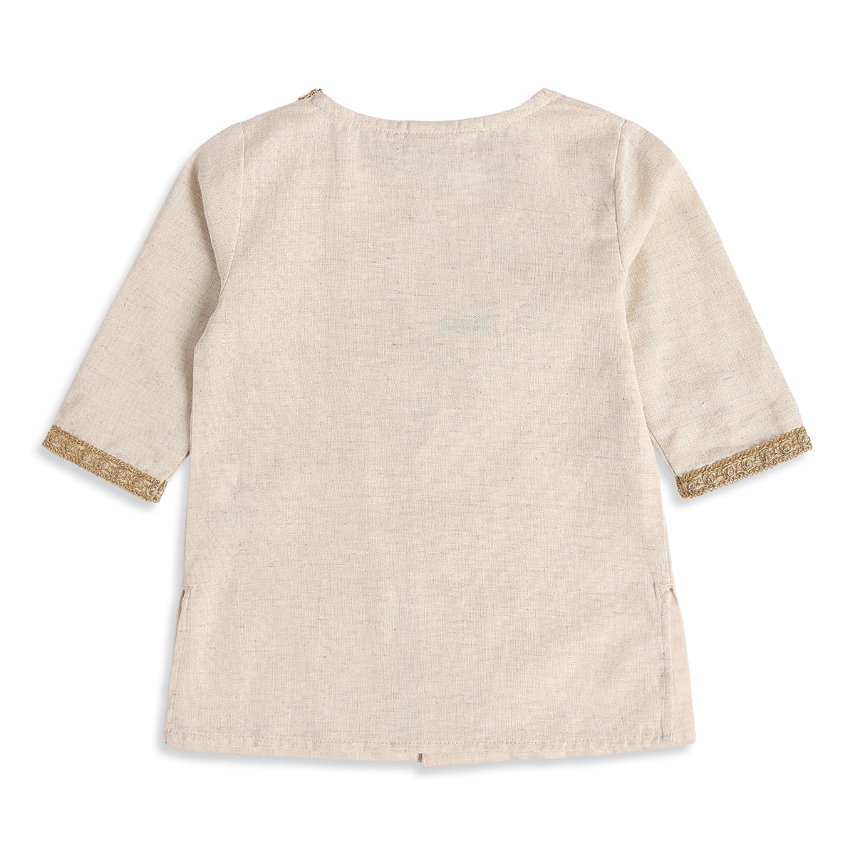 Baby Boys Beige and Gold Woven Kurta and Dhoti Set Regular Fit Festive Kids Ethnic Wear