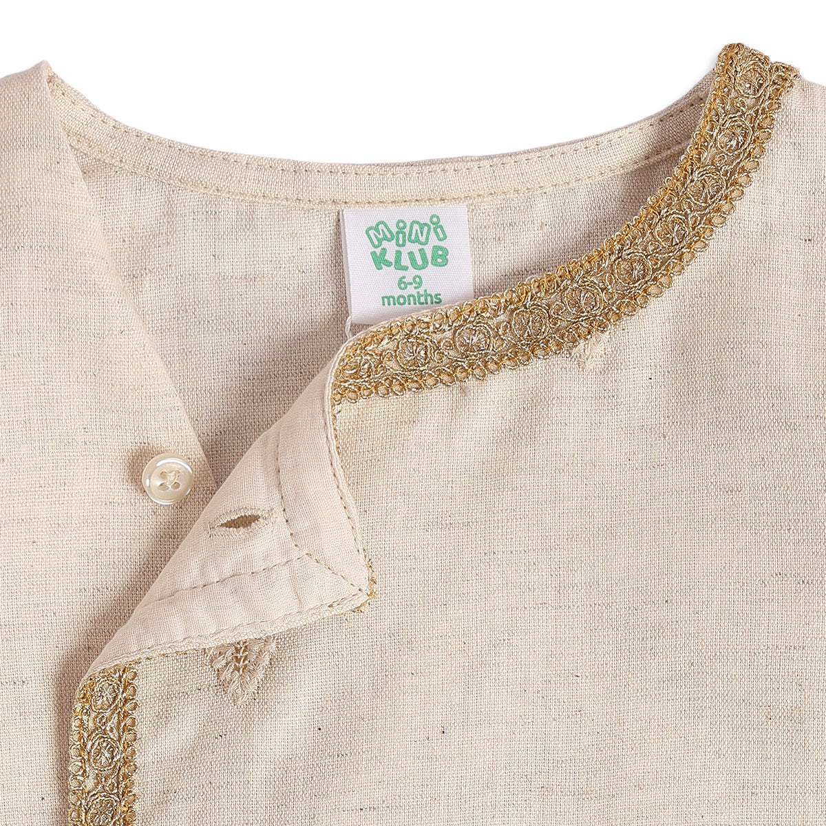 Baby Boys Beige and Gold Woven Kurta and Dhoti Set Regular Fit Festive Kids Ethnic Wear