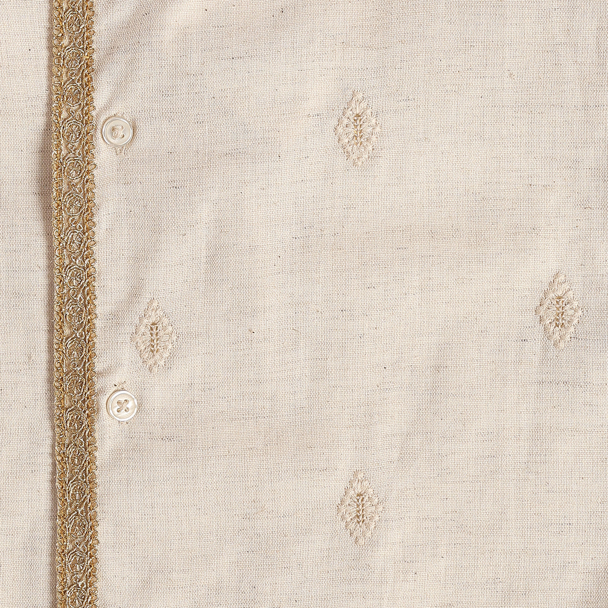 Baby Boys Beige and Gold Woven Kurta and Dhoti Set Regular Fit Festive Kids Ethnic Wear