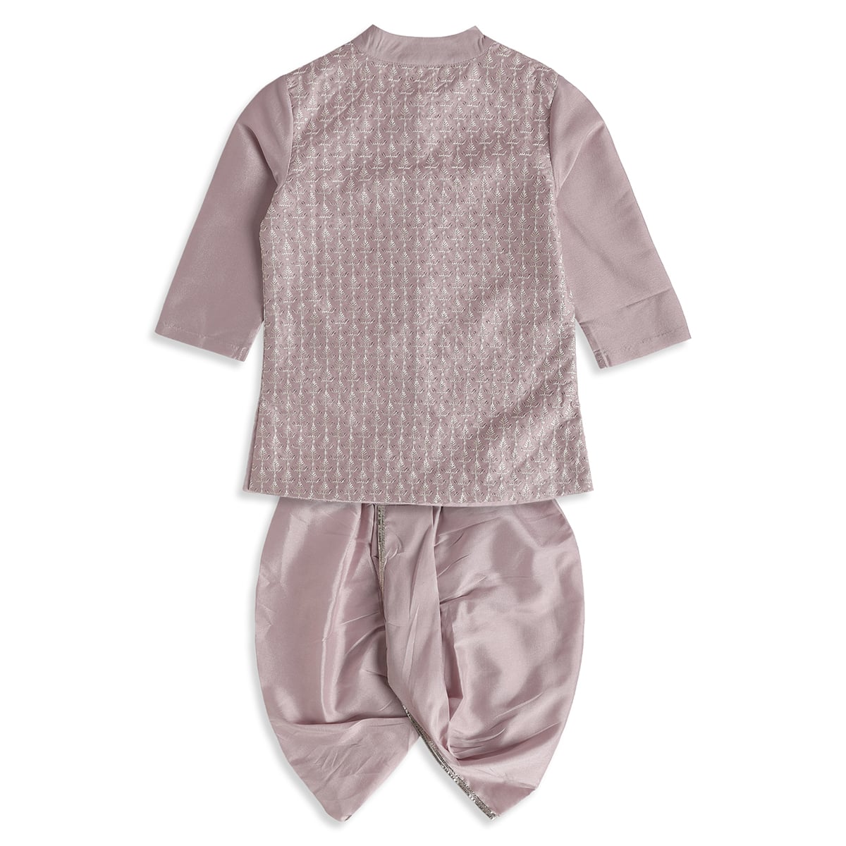 Baby Boys Plum Cotton Blend Kurta Dhoti Set Regular Festive Wear