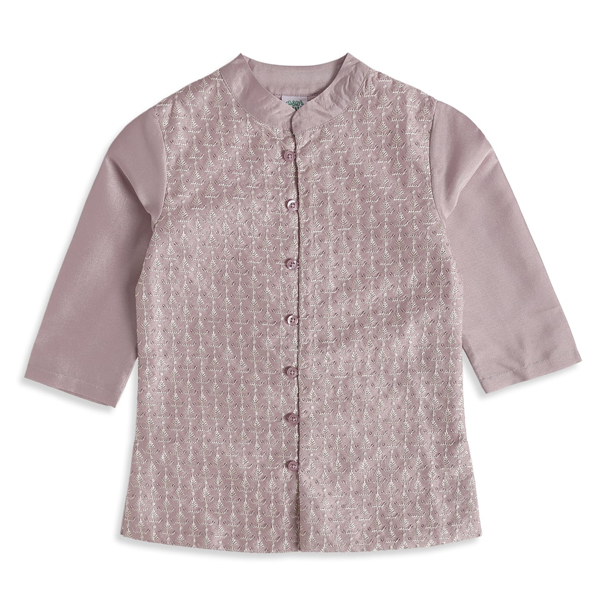 Baby Boys Plum Cotton Blend Kurta Dhoti Set Regular Festive Wear