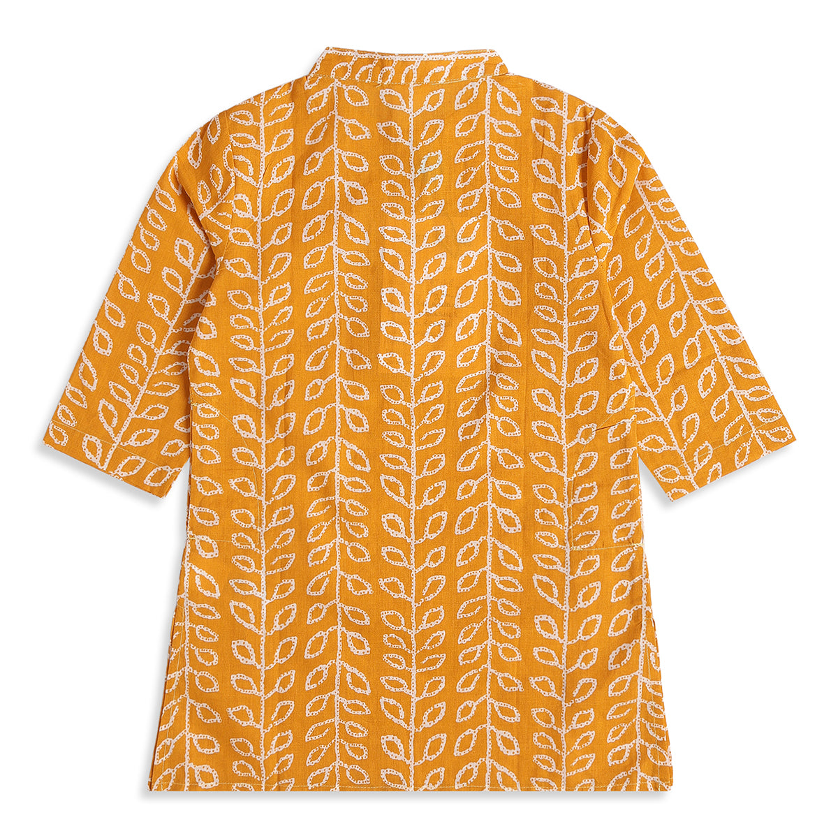 Baby Boys Mustard Yellow and White Cotton Kurta and Pyjama Set Regular Fit Festive Ethnic Wear