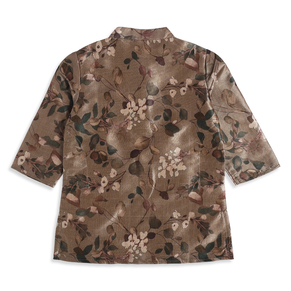 Baby Boys Brown and Beige Floral Kurta and Pyjama Set Regular Fit Festive Ethnic Wear