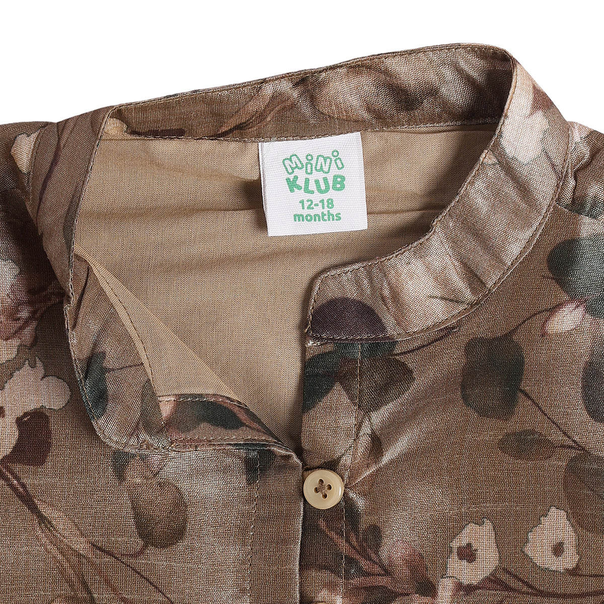 Baby Boys Brown and Beige Floral Kurta and Pyjama Set Regular Fit Festive Ethnic Wear