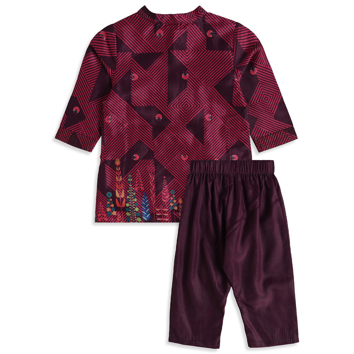 Baby Boys Maroon Cotton Blend Printed Kurta Set Regular Fit Festive