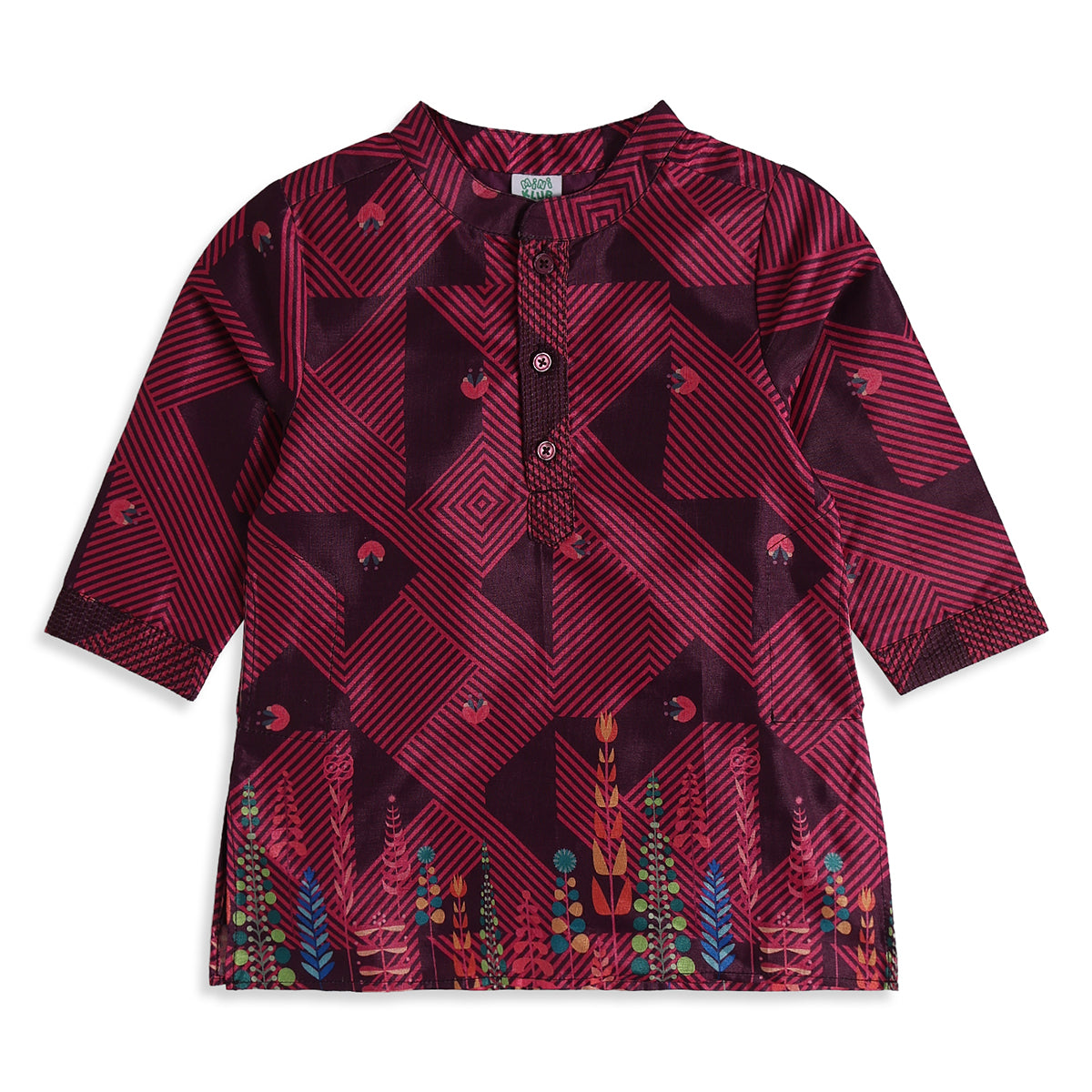 Baby Boys Maroon Cotton Blend Printed Kurta Set Regular Fit Festive