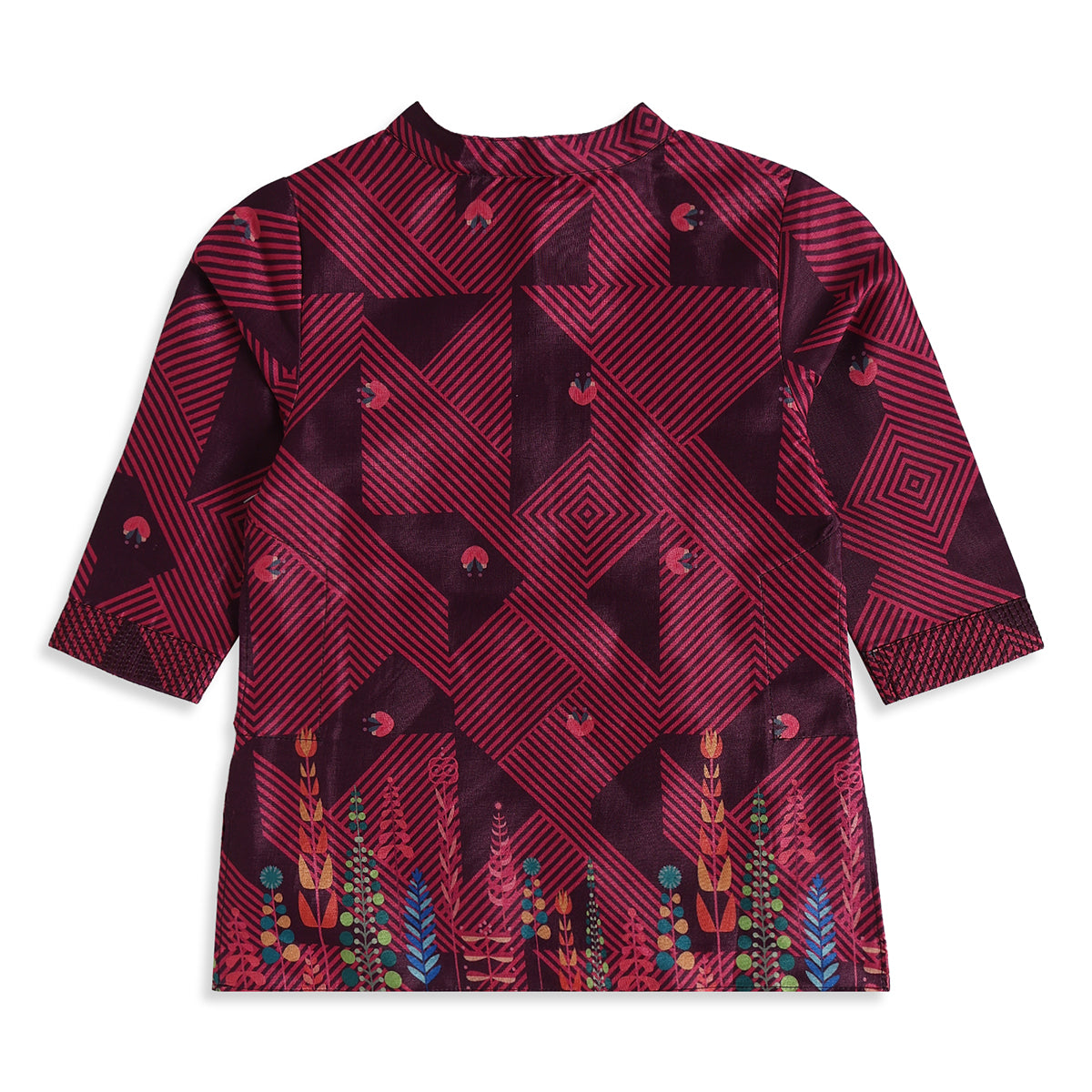 Baby Boys Maroon Cotton Blend Printed Kurta Set Regular Fit Festive