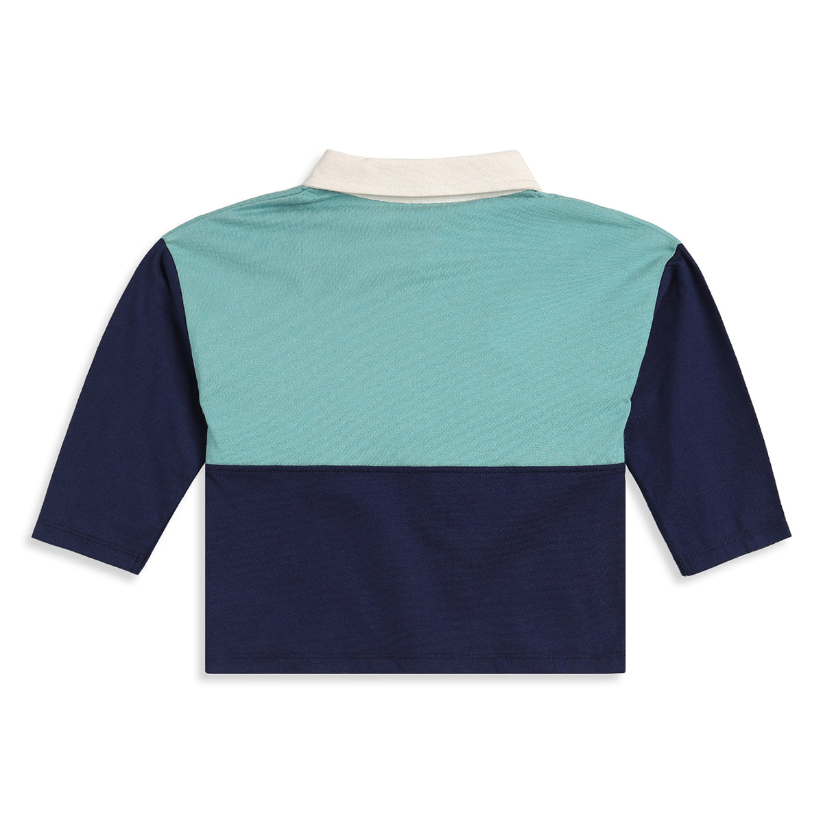 Baby Boys Aqua Blue and Navy Cotton Polo T-Shirt Printed Regular Fit Casual Kids Wear