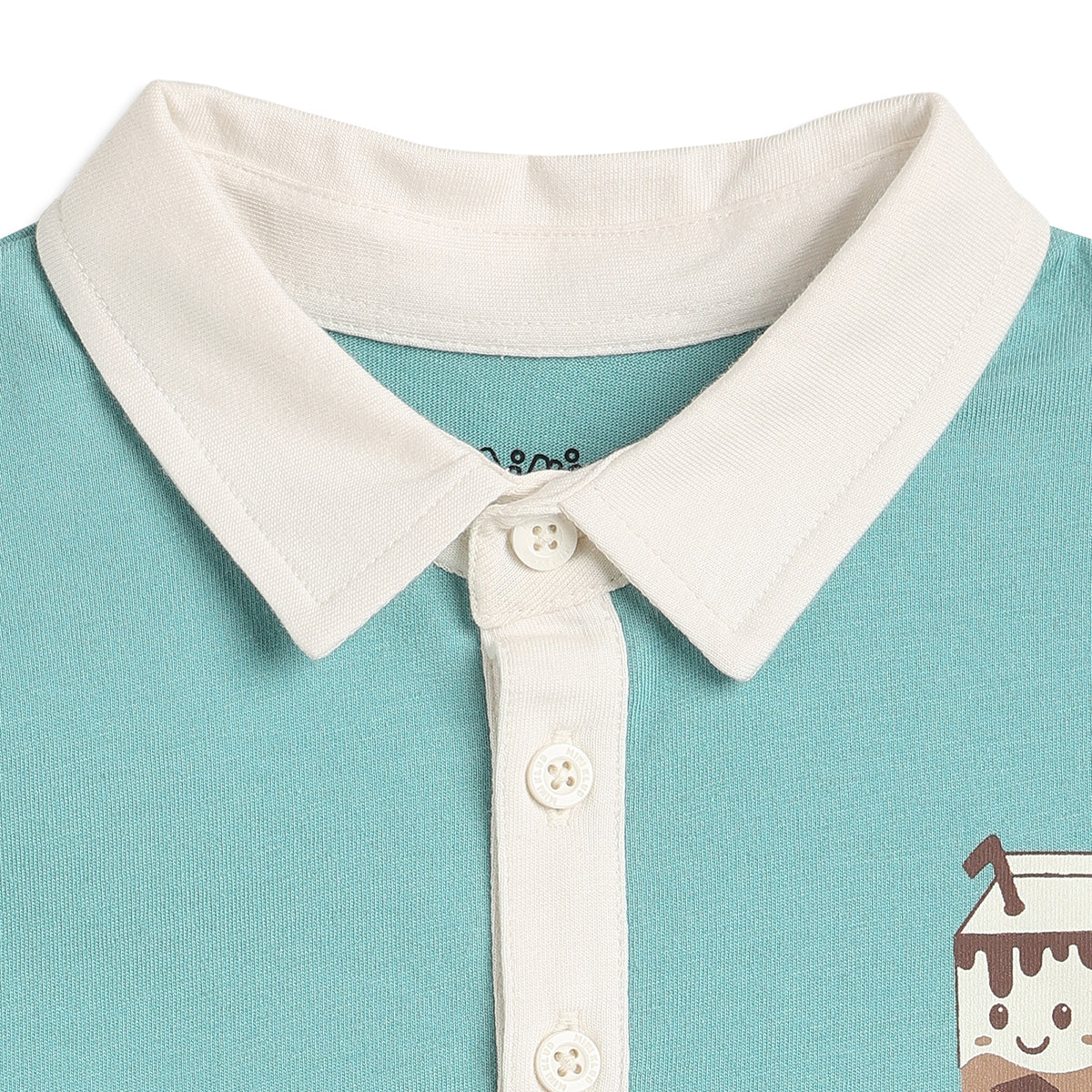 Baby Boys Aqua Blue and Navy Cotton Polo T-Shirt Printed Regular Fit Casual Kids Wear