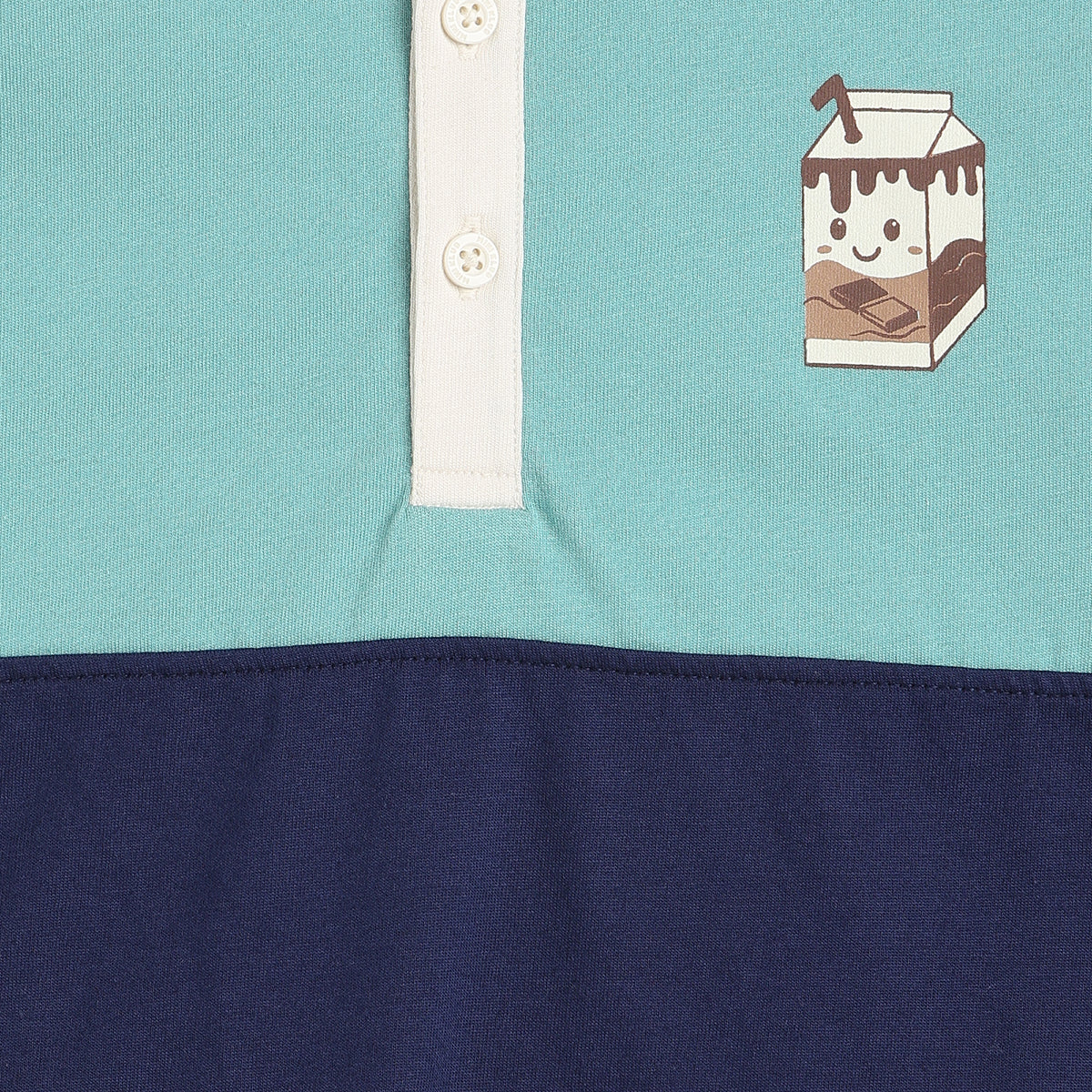 Baby Boys Aqua Blue and Navy Cotton Polo T-Shirt Printed Regular Fit Casual Kids Wear