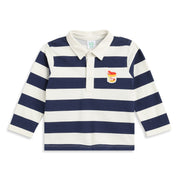 Baby Boys Navy and White Cotton Striped Polo T-Shirt Regular Fit Casual Kids Wear