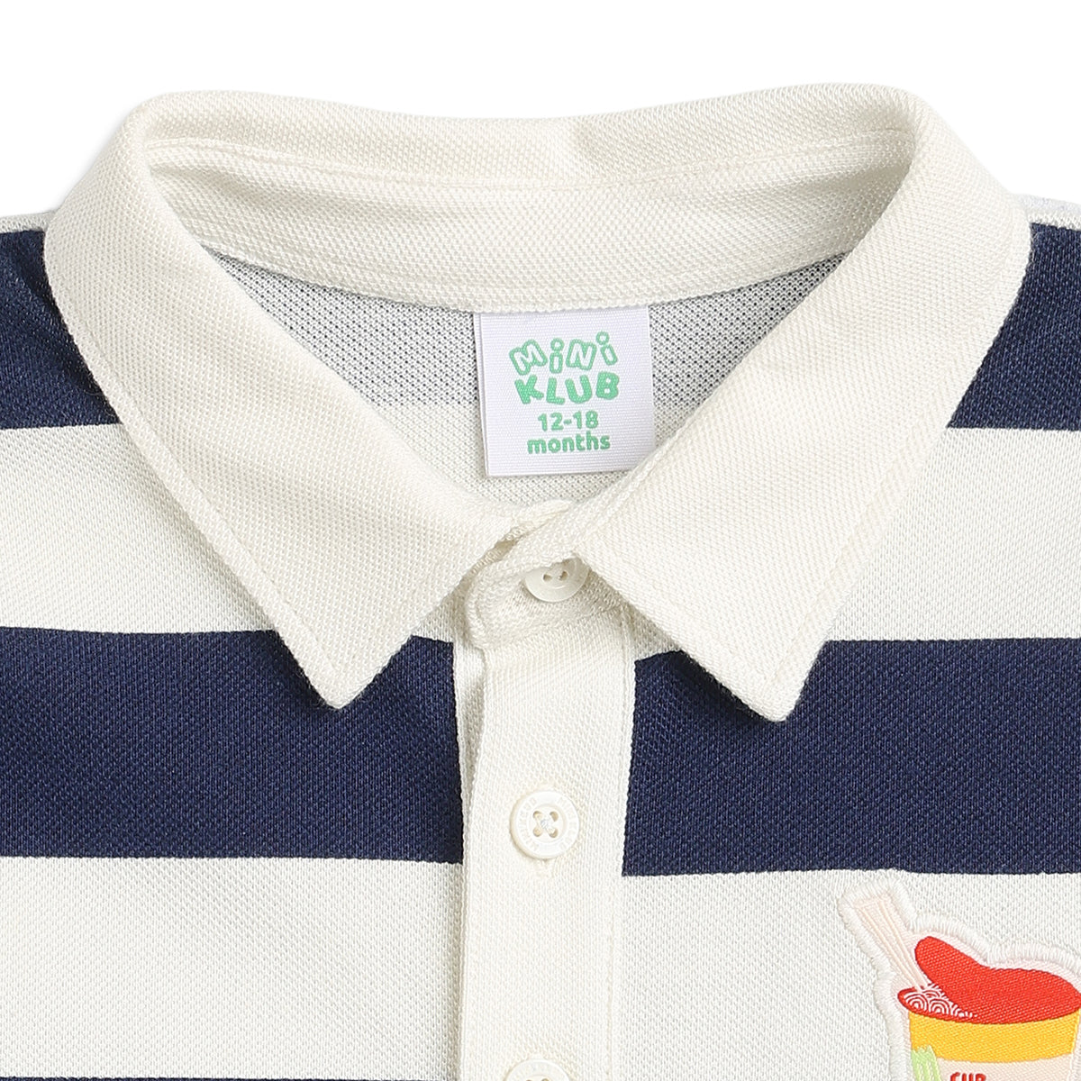 Baby Boys Navy and White Cotton Striped Polo T-Shirt Regular Fit Casual Kids Wear
