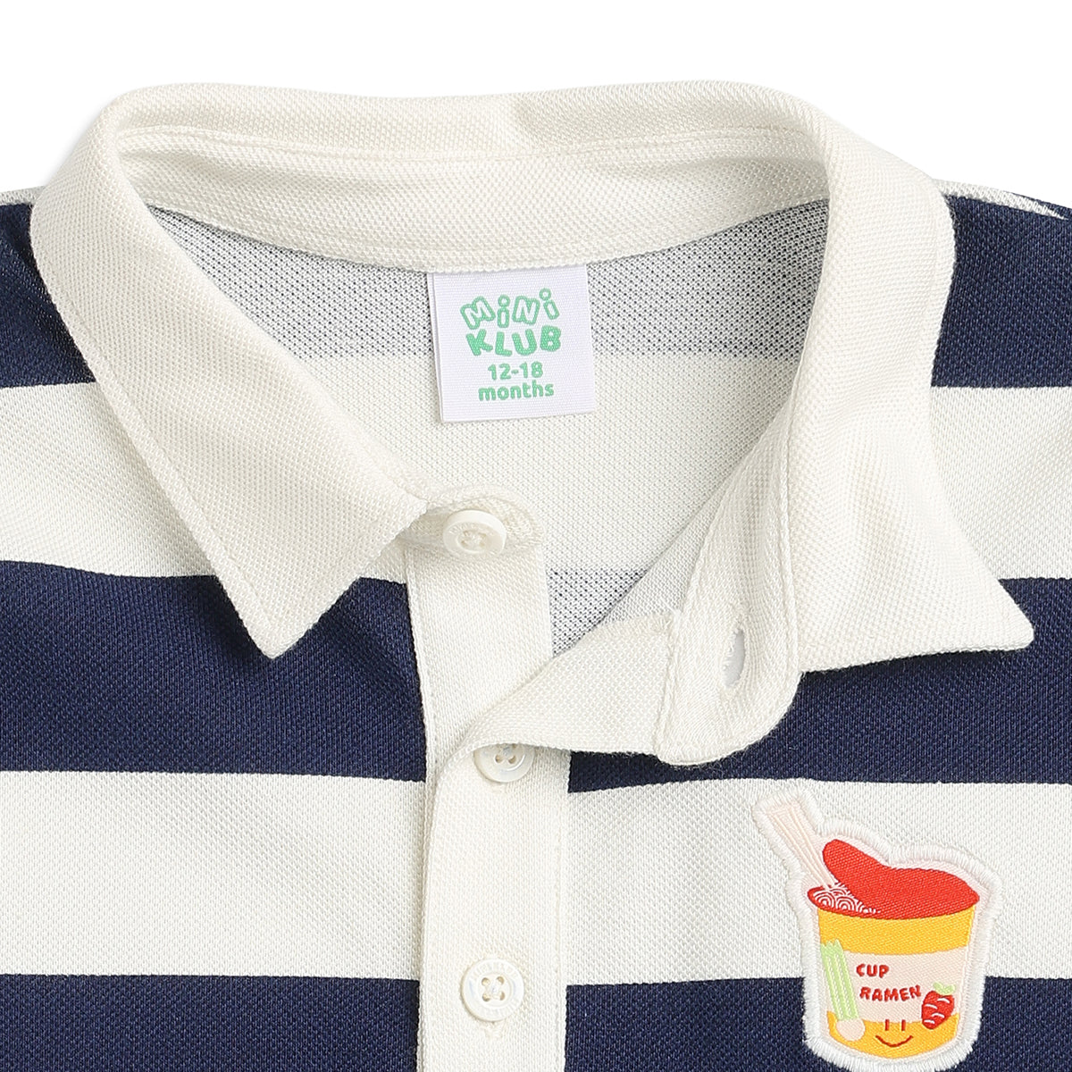 Baby Boys Navy and White Cotton Striped Polo T-Shirt Regular Fit Casual Kids Wear