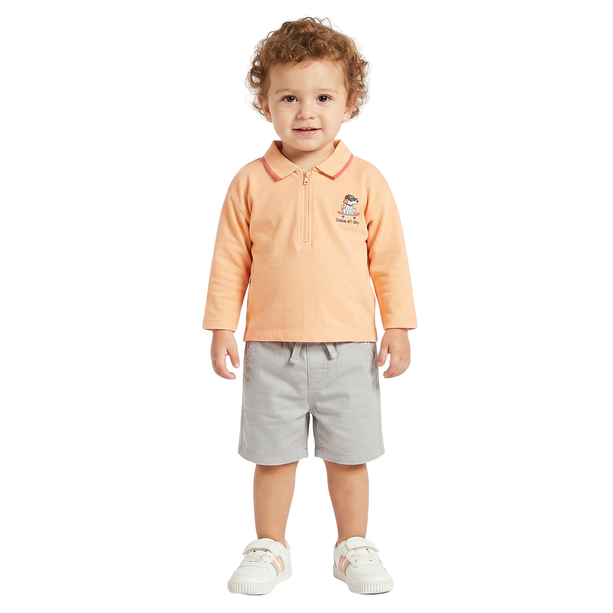 Baby Boys Peach Cotton Polo T Shirt Embroidered Casual Kids Wear