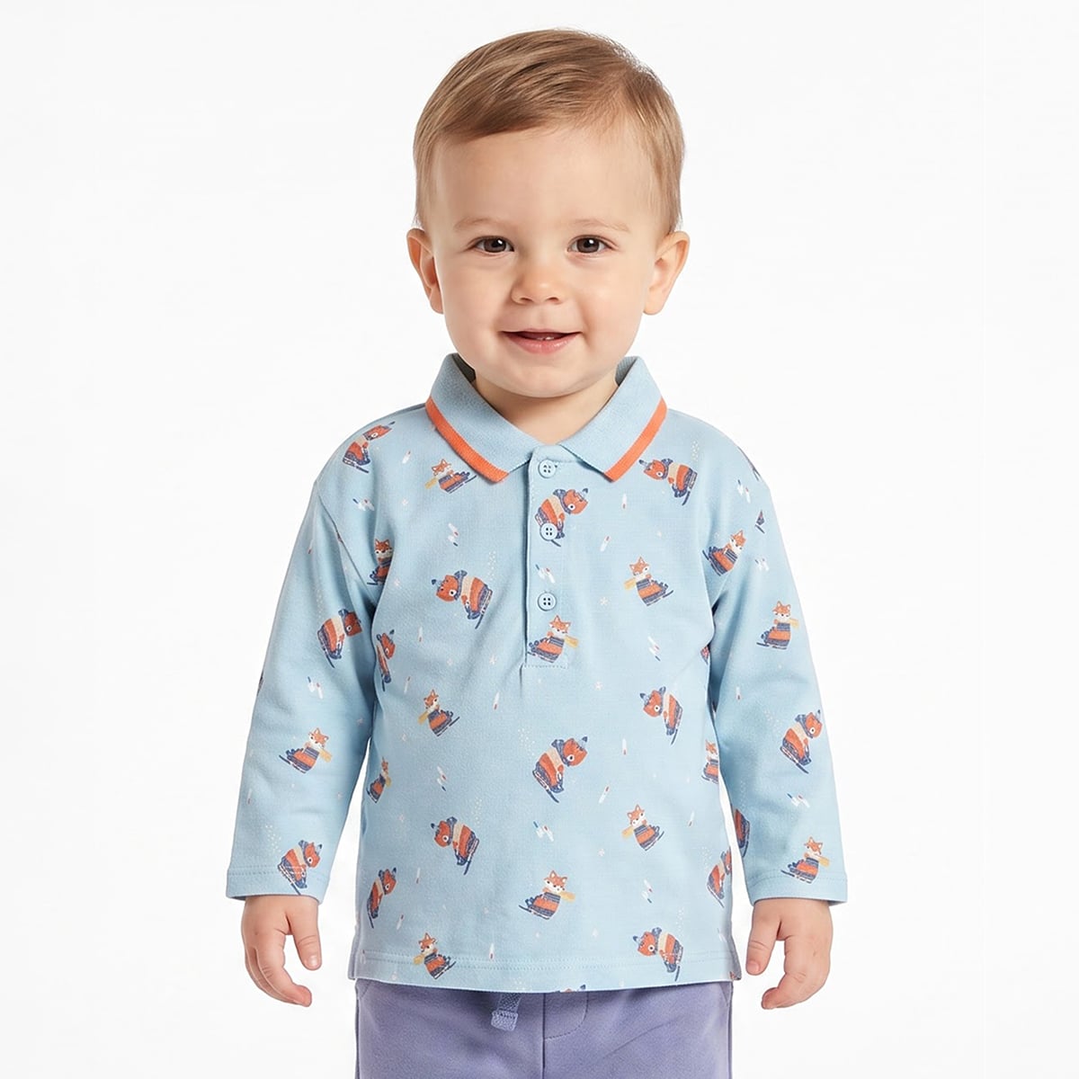 Baby Boys Light Blue Cotton Polo T-Shirt Regular Fit Casual Kids T-Shirt