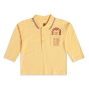 Baby Boys Yellow Cotton Polo T-Shirt Lion Detail Regular Fit Casual Kids T-Shirt