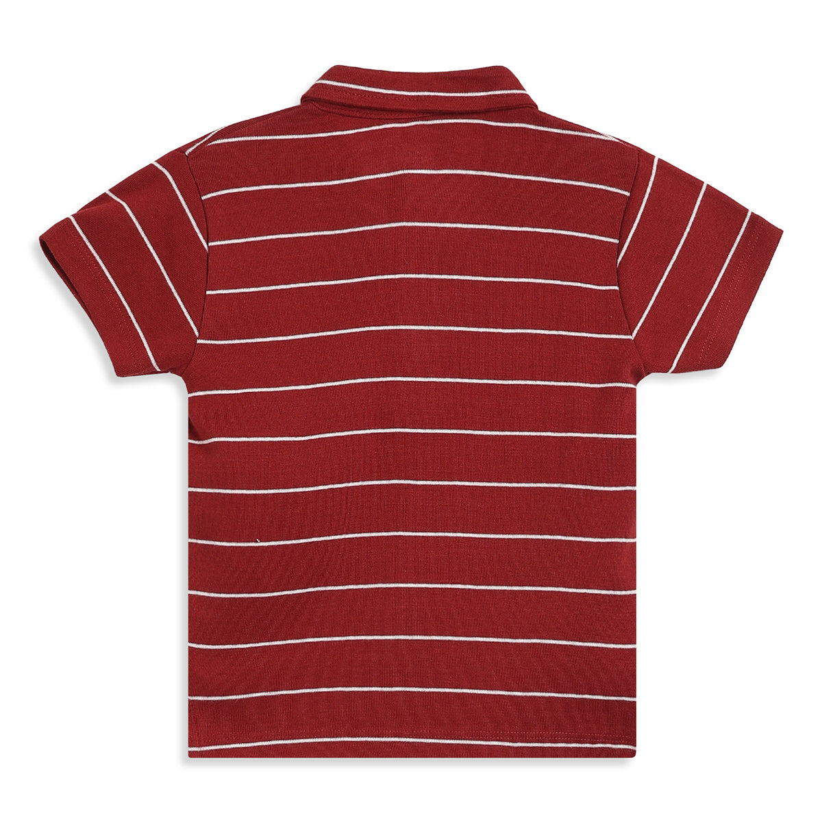 Baby Boys Maroon Cotton Striped Polo T-Shirt Regular Fit Casual Wear