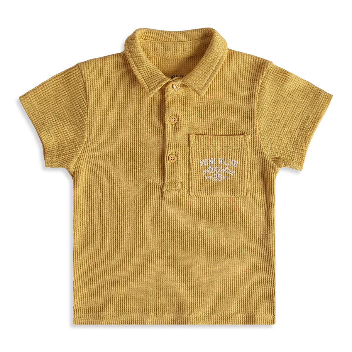Baby Boys Mustard Cotton Textured Polo T-Shirt Casual Wear