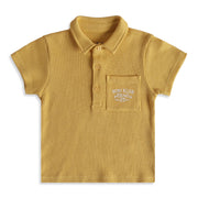 Baby Boys Mustard Cotton Textured Polo T-Shirt Casual Wear