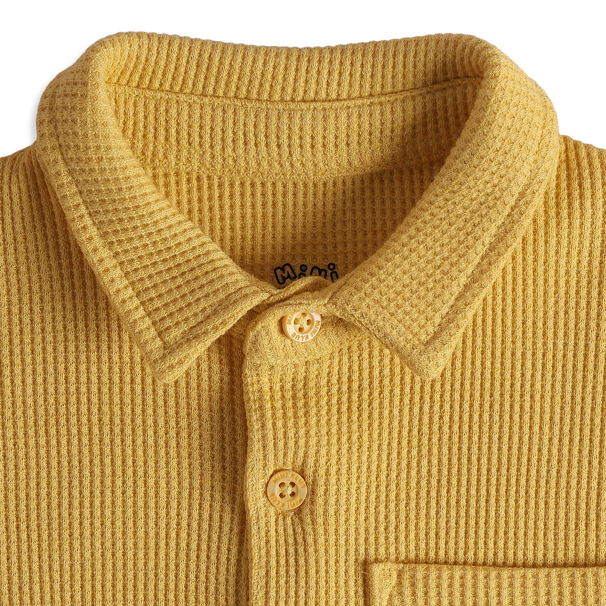 Baby Boys Mustard Cotton Textured Polo T-Shirt Casual Wear