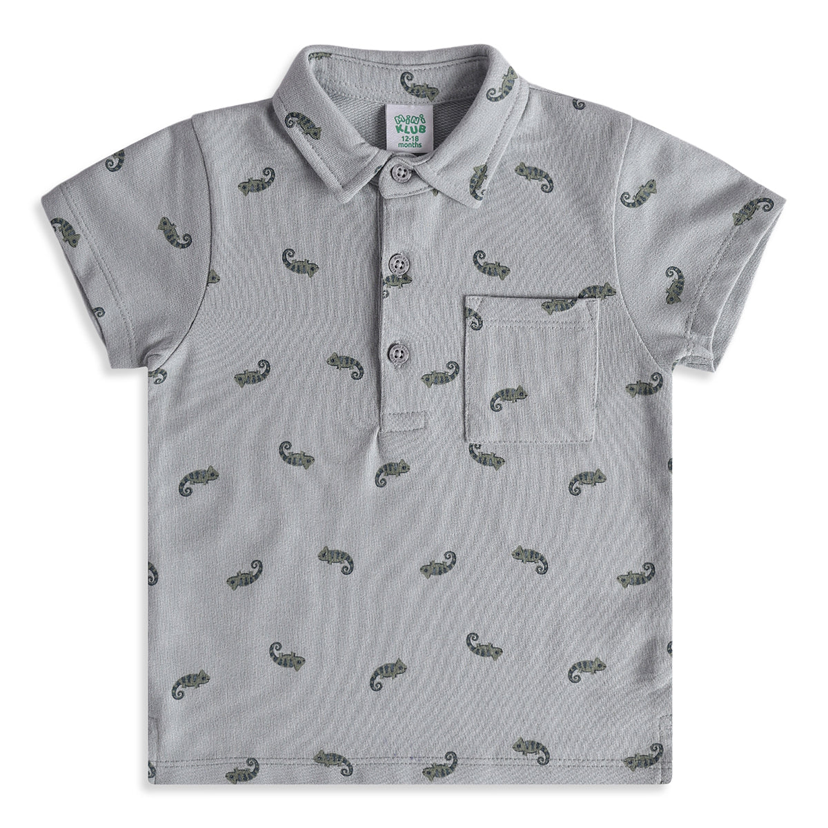 Baby Boys Grey Cotton Printed Polo T-Shirt Regular Fit Casual Wear