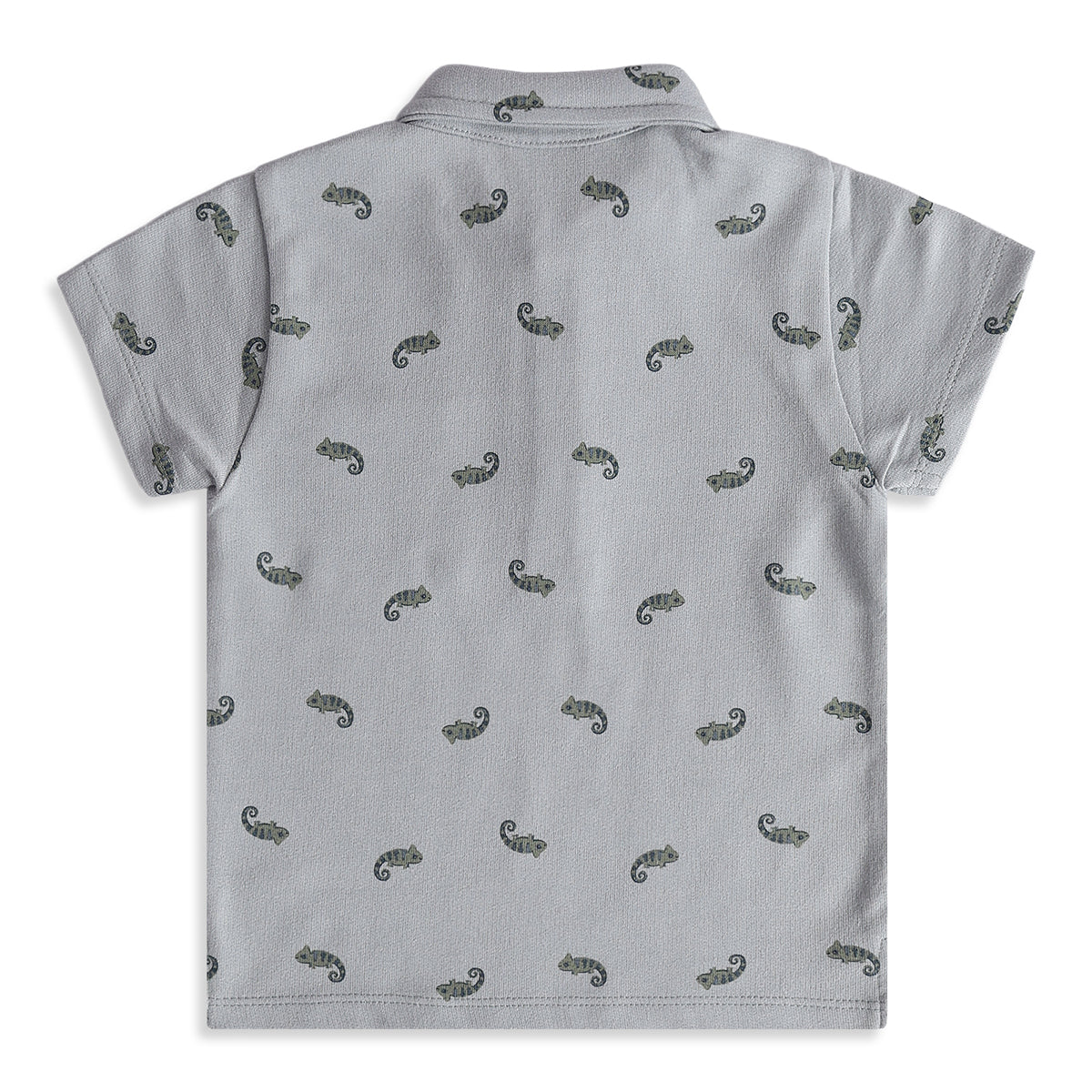 Baby Boys Grey Cotton Printed Polo T-Shirt Regular Fit Casual Wear
