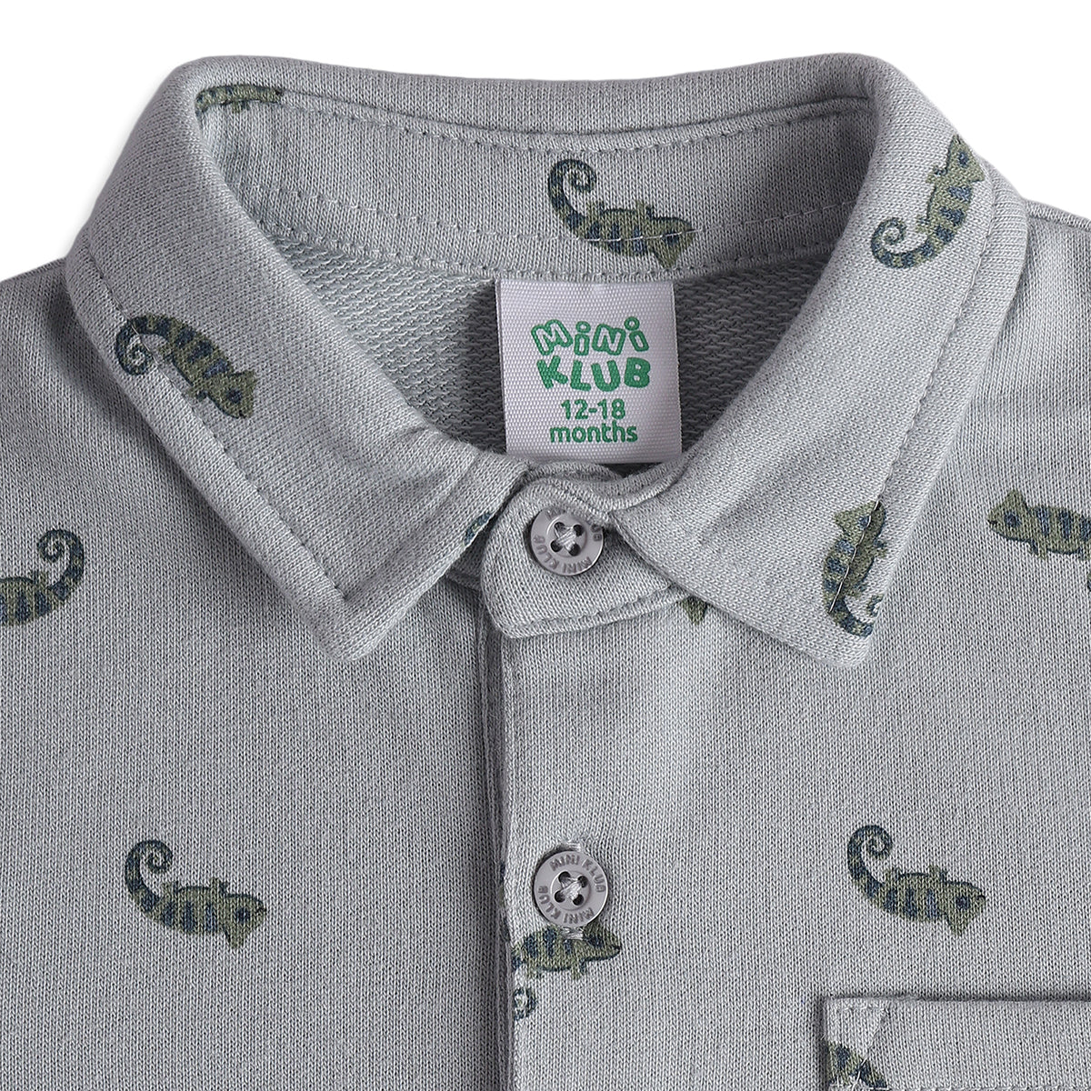 Baby Boys Grey Cotton Printed Polo T-Shirt Regular Fit Casual Wear