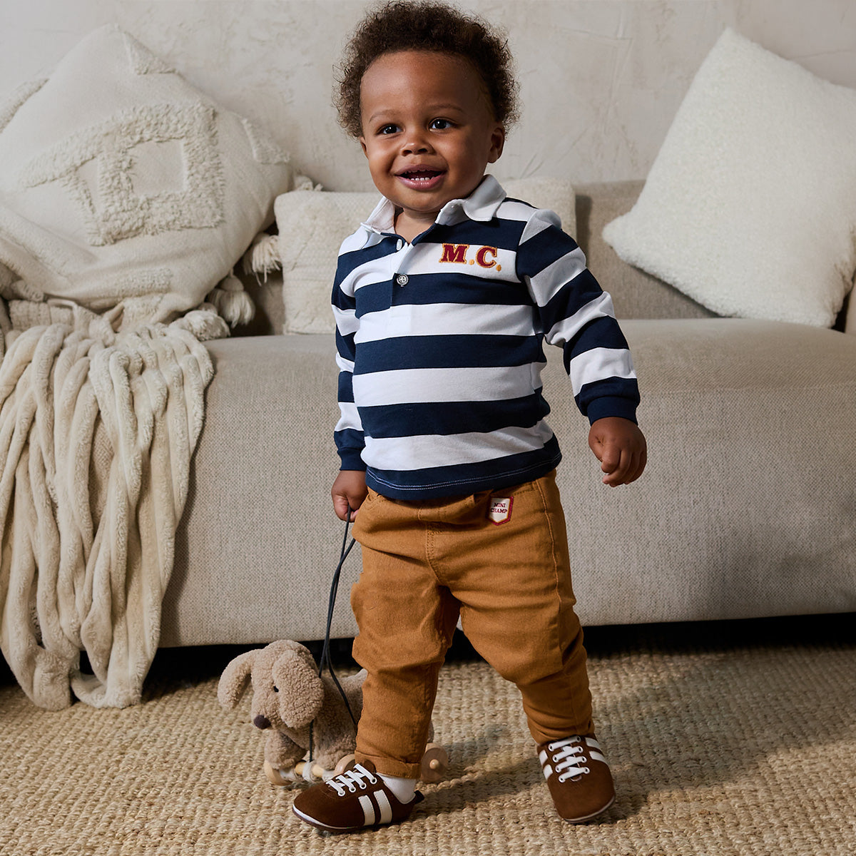 Baby Boys Brown Cotton Denim Pant  Regular Fit Casual Wear