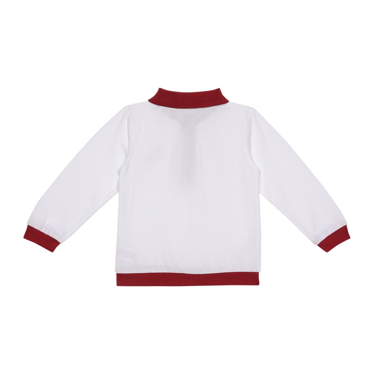 Baby Boys White And Maroon Cotton Embroidered Polo T-Shirt Regular Fit Casual Wear